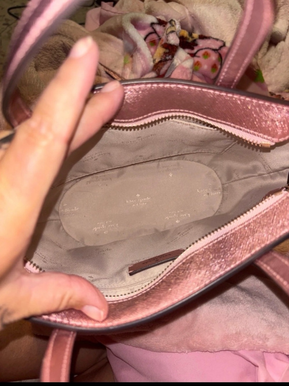 kate spade Rose Gold Glitter Tote with Matching Cardholder - Picture 6 of 7